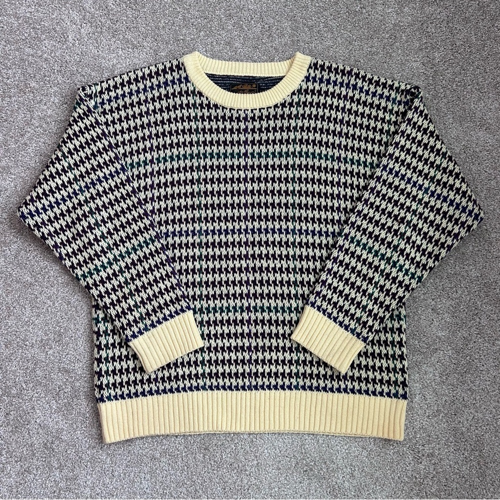 Vintage Y2K Eddie Bauer Men’s Multi Colored Knit Pullover Cotton Sweater Size L